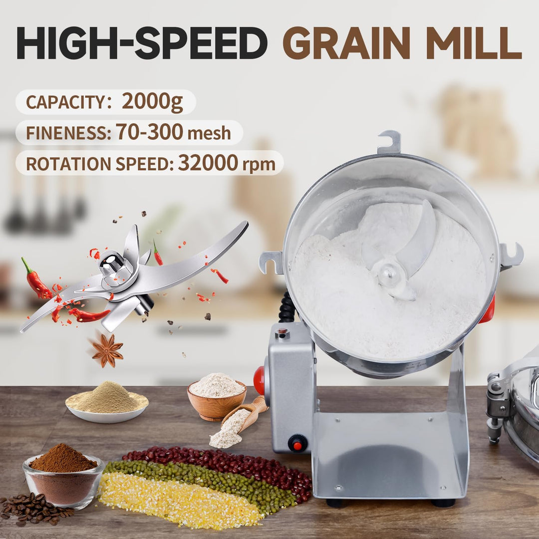 Goldtouch GetreidemüHle Elektrische 2000g 3600W Electric Grain Mill 32000U/min 304 Edelstahl Kommerz