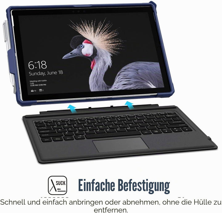 MoKo Hülle für Microsoft Surface Pro 7/ Pro 7+/ Pro 6/5/4/ LTE, Blau | All In One Schutzhülle für Su