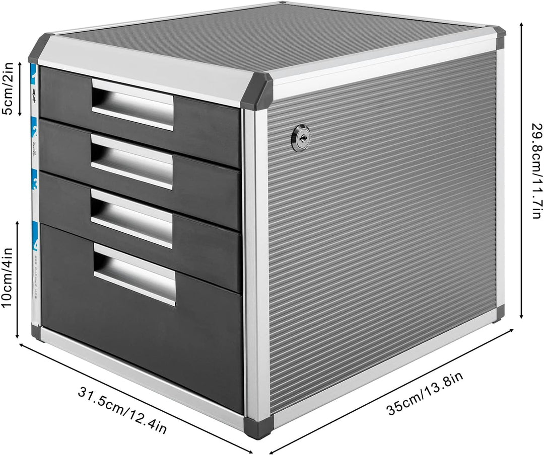 OUKANING Ablagebox mit 4 Schubladen - Schubladenbox mit hoher Kapazität Schubladenschrank Stahlschra