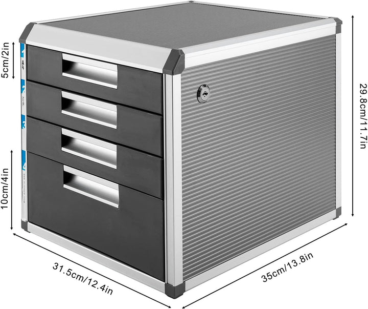 OUKANING Ablagebox mit 4 Schubladen - Schubladenbox mit hoher Kapazität Schubladenschrank Stahlschra