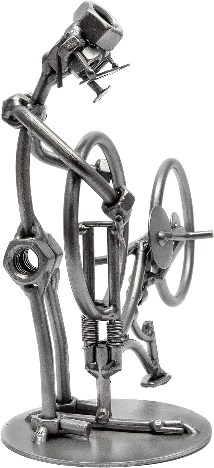 STEEMO Schraubenmännchen Fahrrad Reparatur Geschenk Metall-Kunst Deko 21x9x18 cm