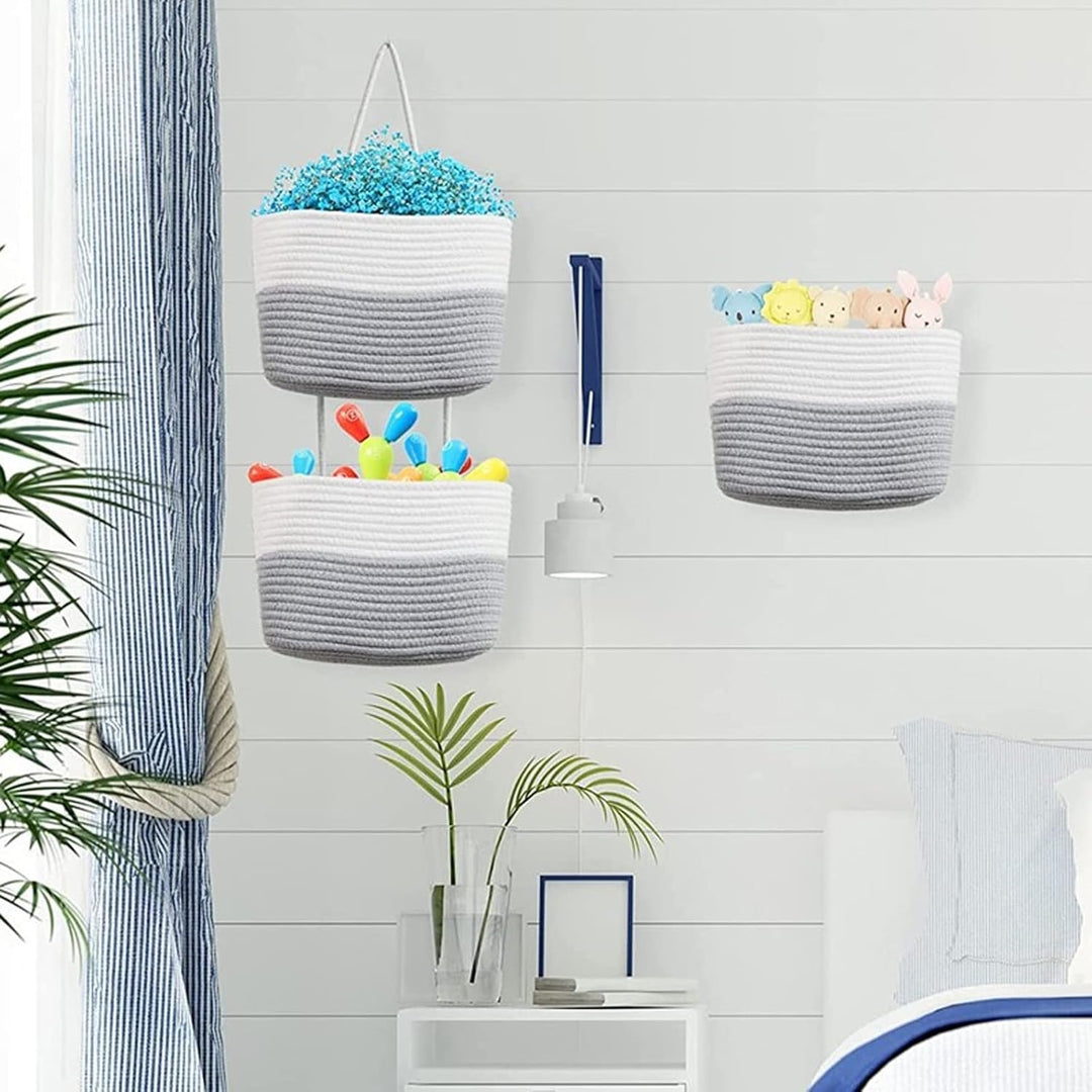 Btstil Hängeorganizer Tür Wand Organizer, 3-Tier Baumwolle Seil Gewebt Wall-Mounted Veranstalter, Or