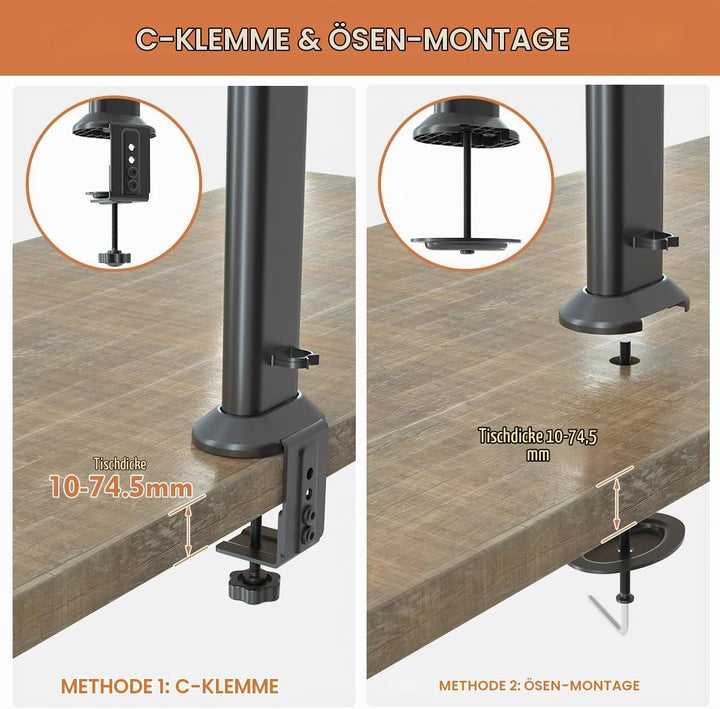 Hemudu Monitor Ständer Tischständer für 13 Zoll-32 Zoll Monitore, schwenkbar, neigbar, rotierbar, hö