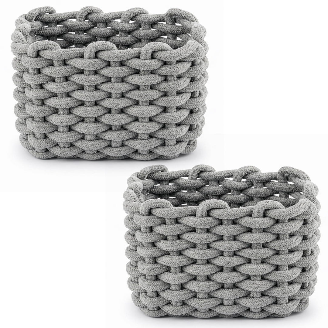 2/4 Stück Häkelkorb Aufbewahrungskorb 20 x 15 x 12 cm Baumwollseil Geflochtene Körbe Klein Organizer