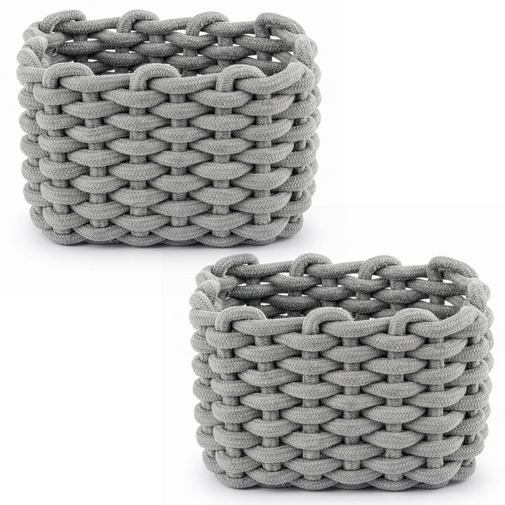 2/4 Stück Häkelkorb Aufbewahrungskorb 20 x 15 x 12 cm Baumwollseil Geflochtene Körbe Klein Organizer