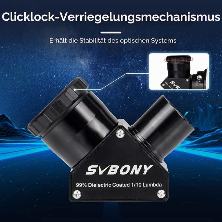 Svbony SV223 Diagonalspiegel, 1,25" 90° Diagonaladapter, Stern Zenitspiegel aus Kohlefasermaterial m