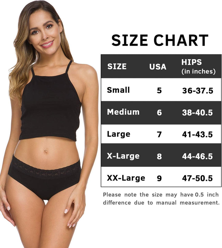Damen-Unterwäsche, Baumwolle, Bikini-Höschen für Damen, Unterhose, Slips, Hipster, Spitze, 5er-Pack
