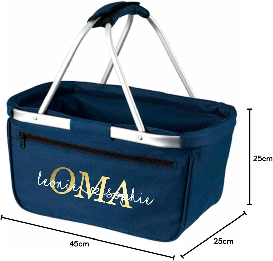 AWASG Einkaufskorb Oma - Personalisiert mit Name - Einkaufstasche faltbar Tragekorb mit Aufdruck - 4