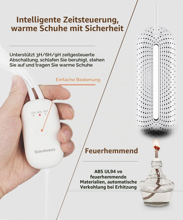 Scienbeauty Elektrischer SchuhTrockner Stiefeltrockner, Schuhwärmer 3 Modi Auto-Abschalta-Timer Leis