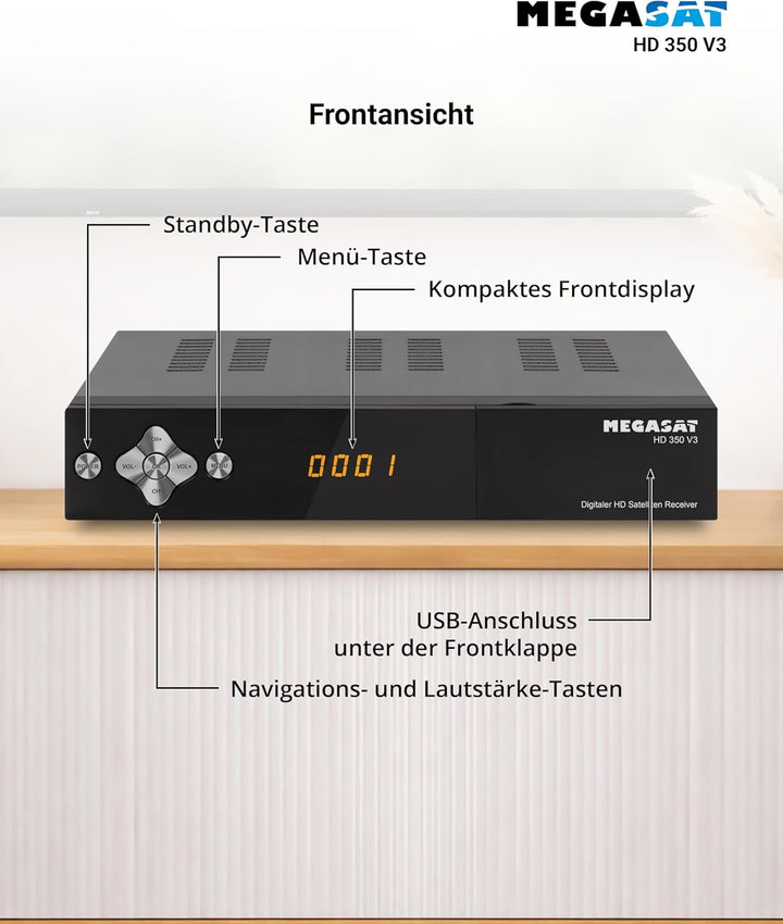 Megasta Sat-Receiver Megasat HD 350, 12 / 230 Volt