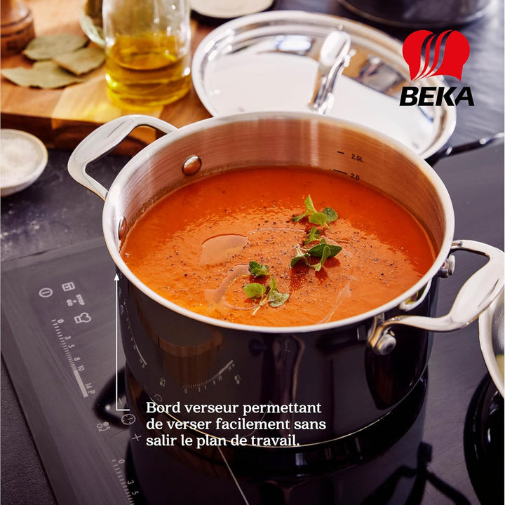 Beka Chef Kochtopf mit Deckel 26 cm, Edelstahl, silber