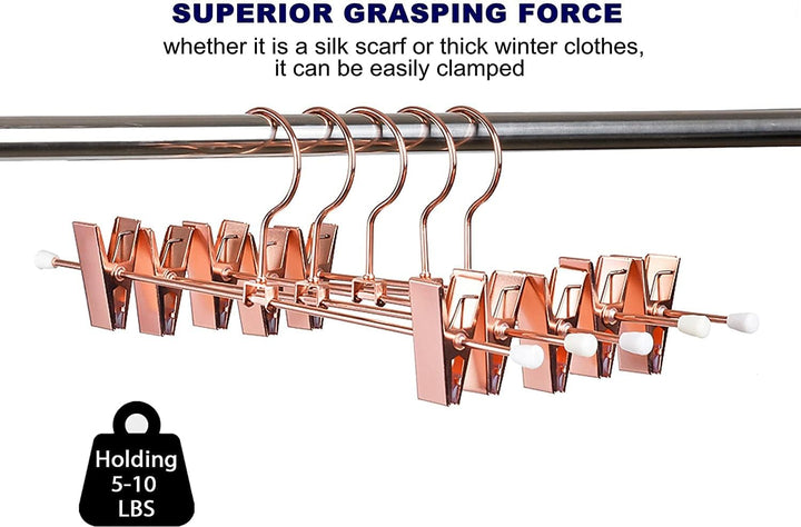 Amber Home 20 Stück 30cm Metall Kleiderbügel für Hose, Rotkupfer | Verstellbare Rutschfest Clips, Gl