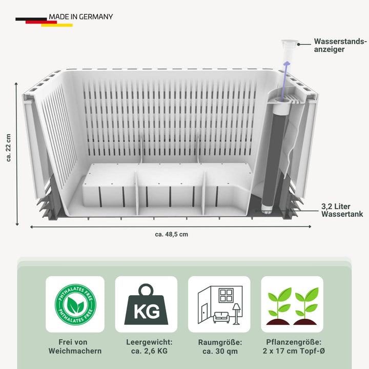 AIRY System L inkl. 3 Bogenhanfe &amp; Airy Base Substrat • Natürlicher Luftreiniger eliminiert Schadsto