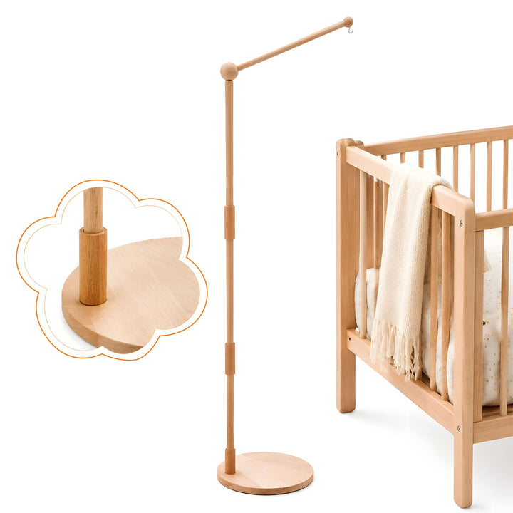 Baby Mobile Halterung aus Buchenholz, Bodenstehend &amp; 360° Drehbar | Höhenverstellbarer Mobile Stände
