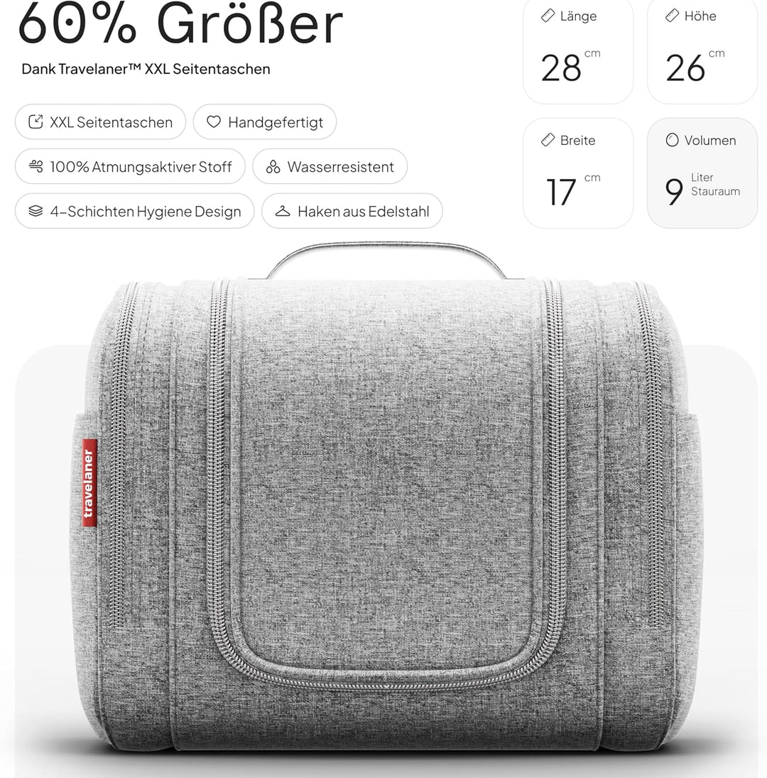 Kulturbeutel XXL [Design 2025] zum Aufhängen für Damen, Herren &amp; Kinder [9 Liter Stauraum], 3-in-1 K