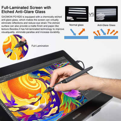 GAOMON PD1620 Grafiktablett - 15,6 Zoll 3840 x 2160 4K IPS Stift-Display für CG Zeichnen/Malen