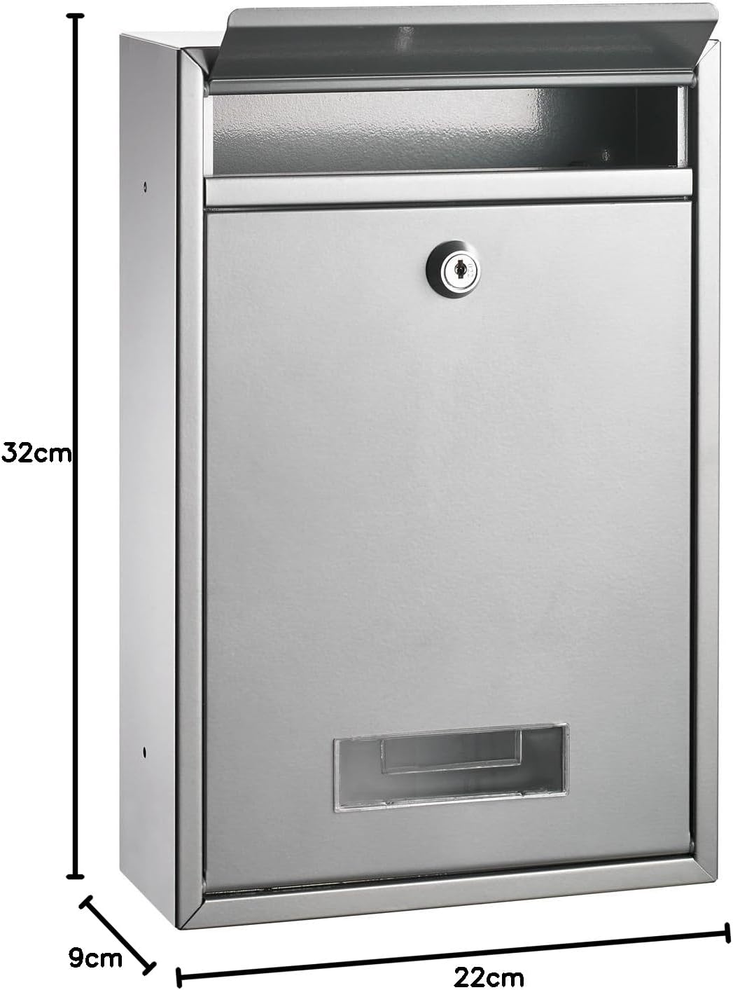 ALCO-Albert 8602 - Briefkasten, silber lackiert, ca. 32 x 22 x 9 cm