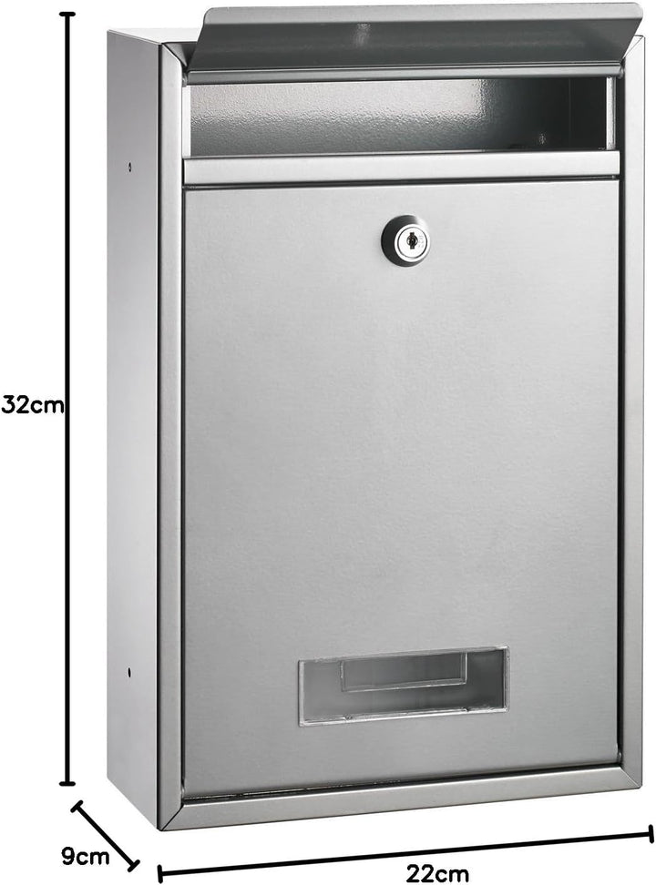 ALCO-Albert 8602 - Briefkasten, silber lackiert, ca. 32 x 22 x 9 cm