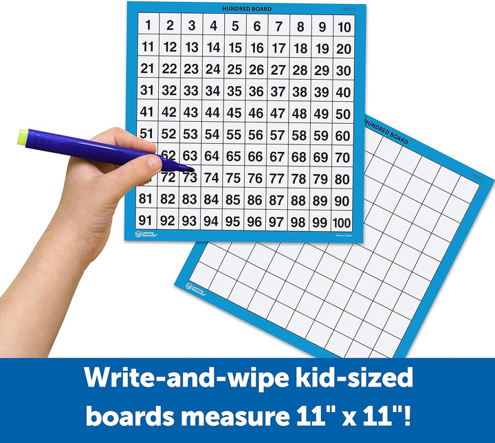 Learning Resources Abwischbare Hunderter-Übungsbretter, Alter 5+, Doppelseitige Mathe Tafeln 1–100,