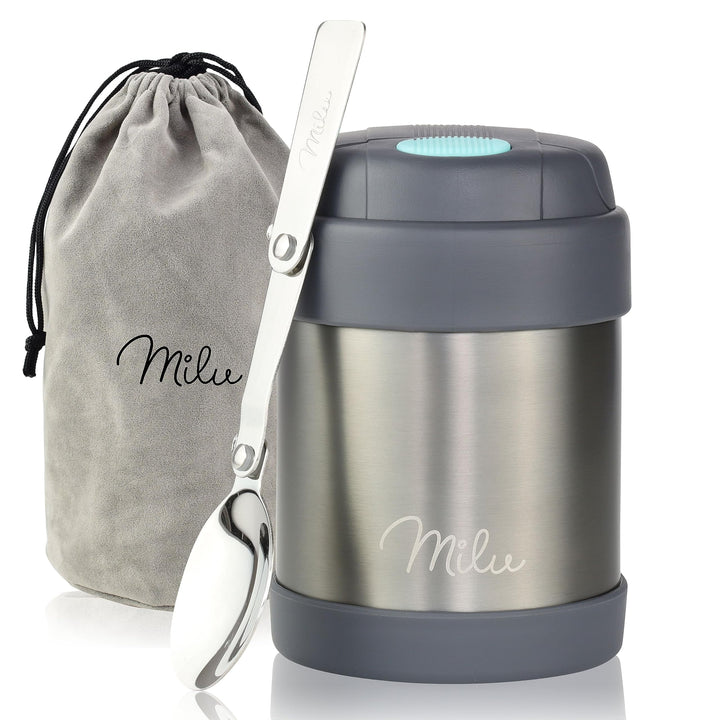 Milu® Thermobehälter für Essen Kinder 300ml, Edelstahl Warmhaltebehälter mit Löffel, Thermobecher 10