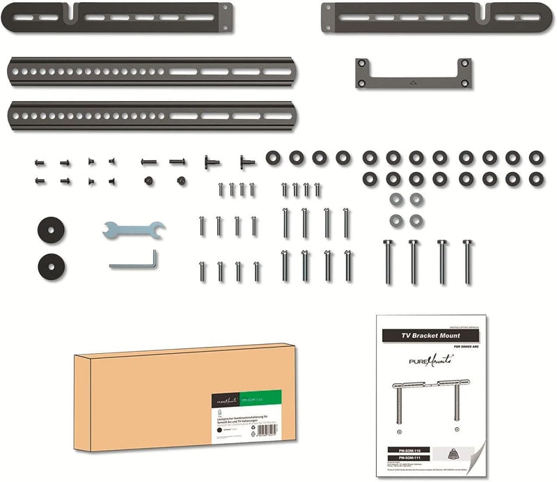 PureMounts Lautsprecher-Halterung zur direkten Montage am TV, kompatibel mit Sonos Arc, Traglast: 10