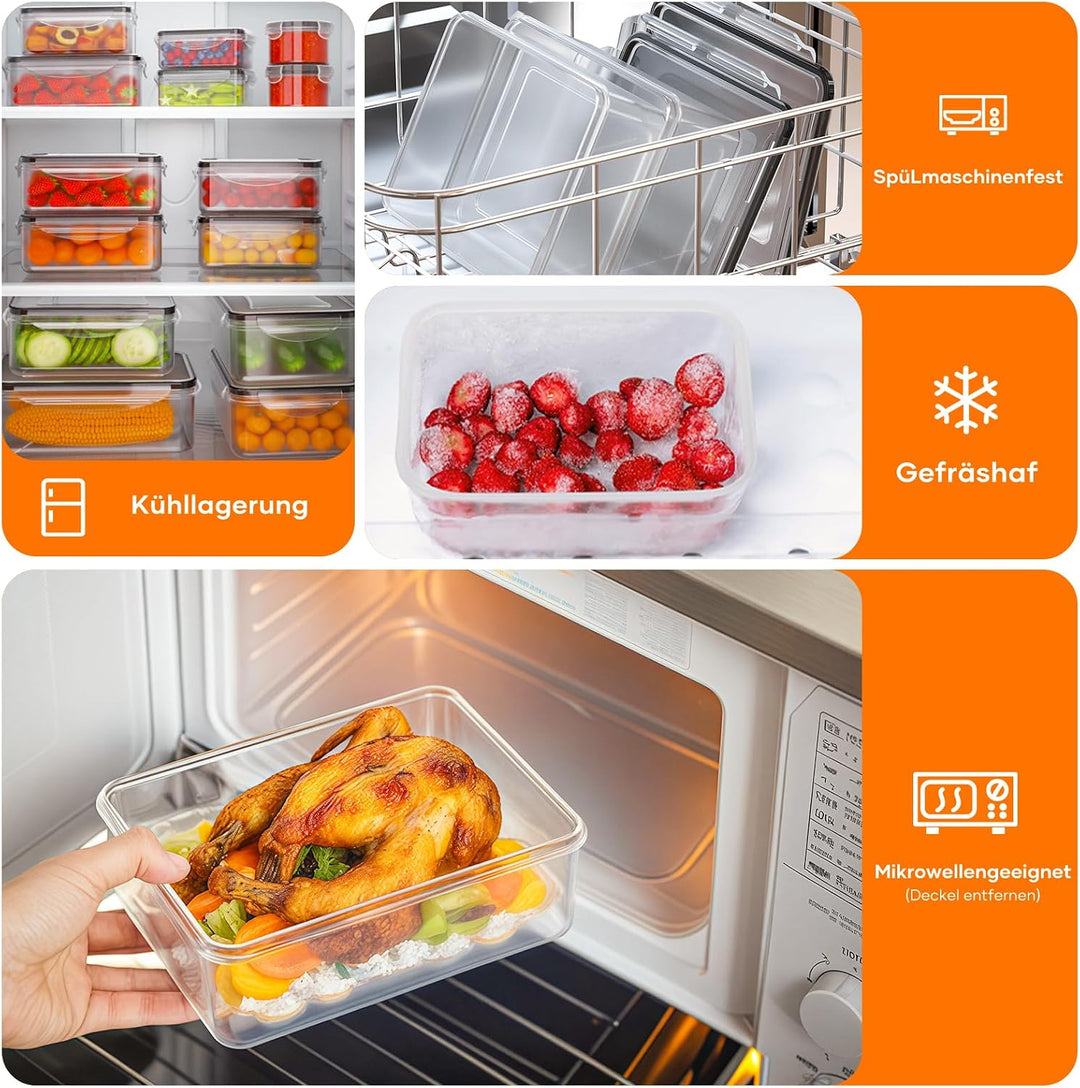 Wwtop 52er Frischhaltedosen mit Deckel, Vorratsdosen Set (26 Behälter + 26 Deckel), Meal Prep Boxen,