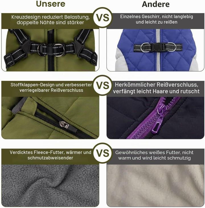 Hundemantel Winter, Wärme Hundejacke Mit Brustgurt Gurt Winddichte mit bauchschutz, Haustier Outdoor