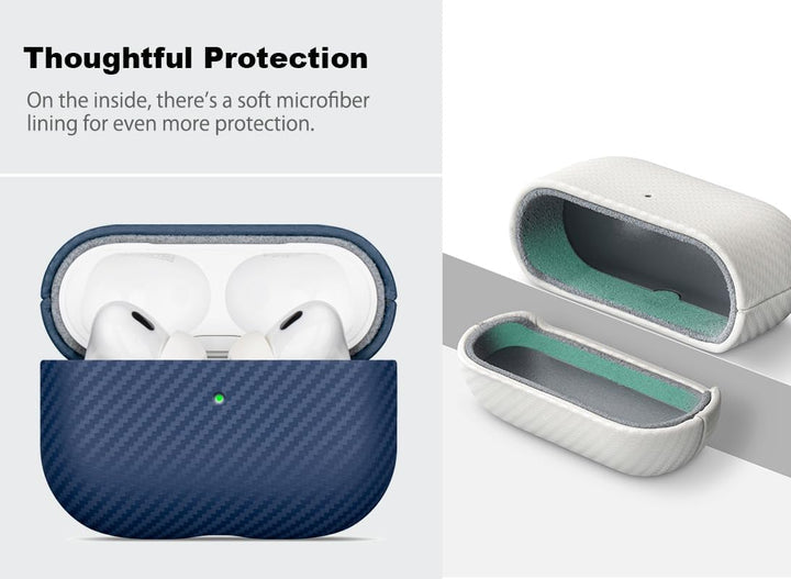 Haobobro [Karbonfaser Textur] Leder Hülle für AirPods Pro 2. Generation - Handgefertigt AirPods Pro