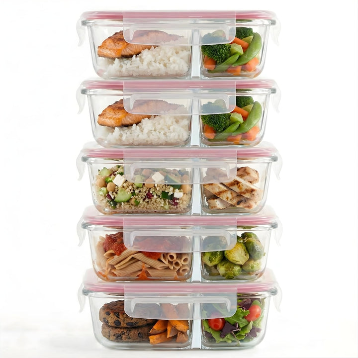 Winter Shore [5er-Pack Glas-Mahlzeitvorbereitungsbehälter – Vorratsdosen aus Glas mit luftdichten De