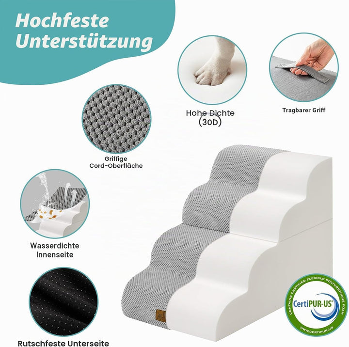 Breiter Hundetreppe für Kleine Hunde 50 cm, Hunderampe für Sofa, Hundetreppe Bett,Katzentreppe für A