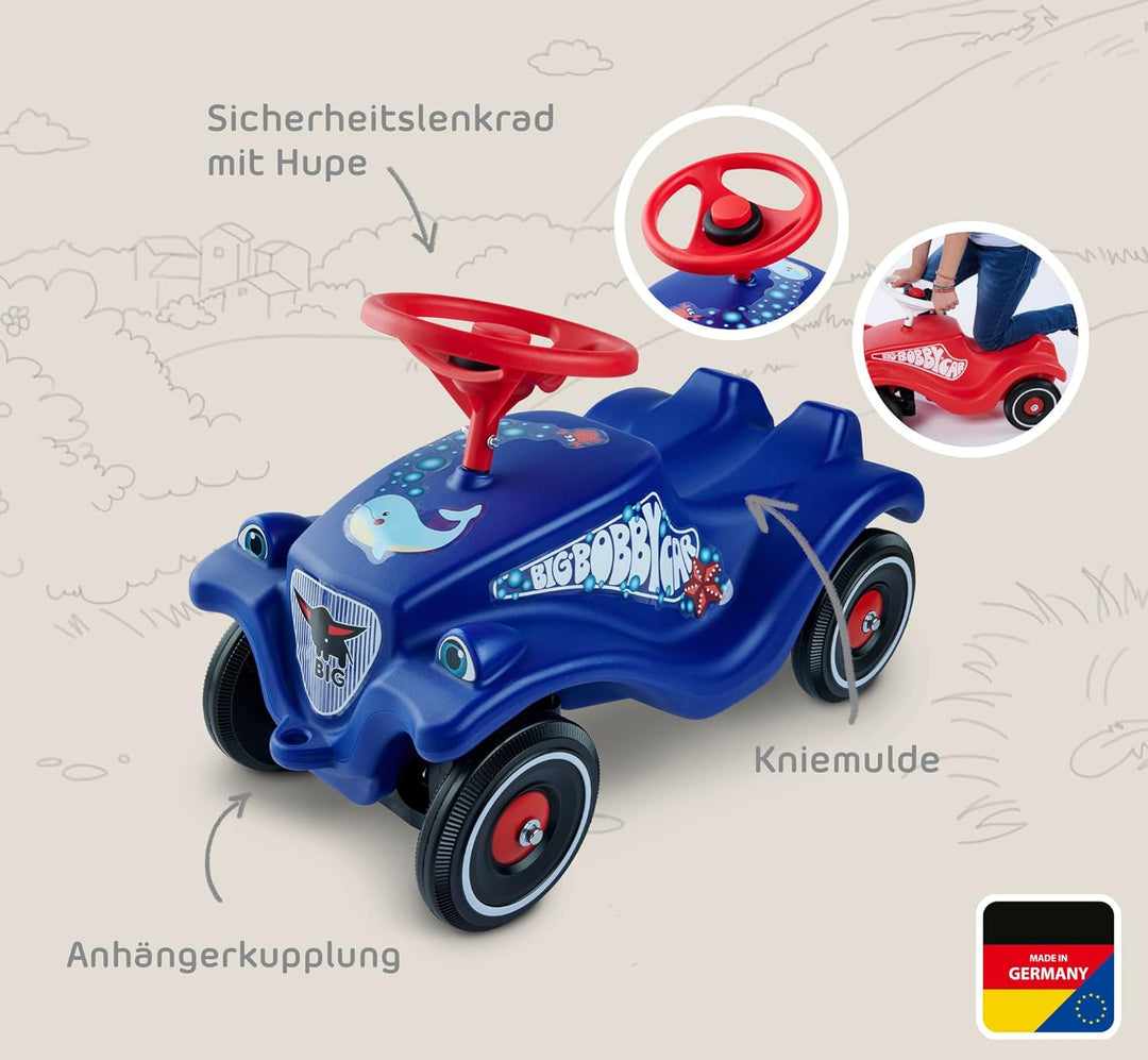 BIG-Bobby-Car Classic Ocean - Kinderfahrzeug mit Aufklebern in Ozean Design, für Jungen und Mädchen,