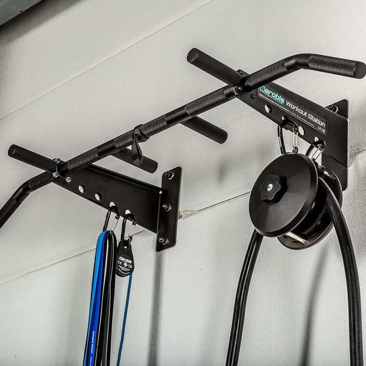 aerobis® Workout Station | Premium Klimmzugstange | Innovative Fitnessgeräte Befestigung + Lagerung