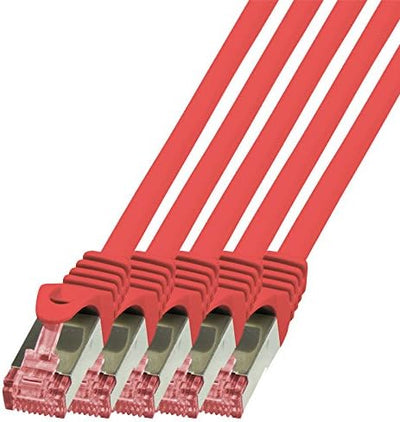 BIGtec LAN Kabel 5 Stück 10m Netzwerkkabel Ethernet Internet Patchkabel CAT.6 rot Gigabit SFTP doppe