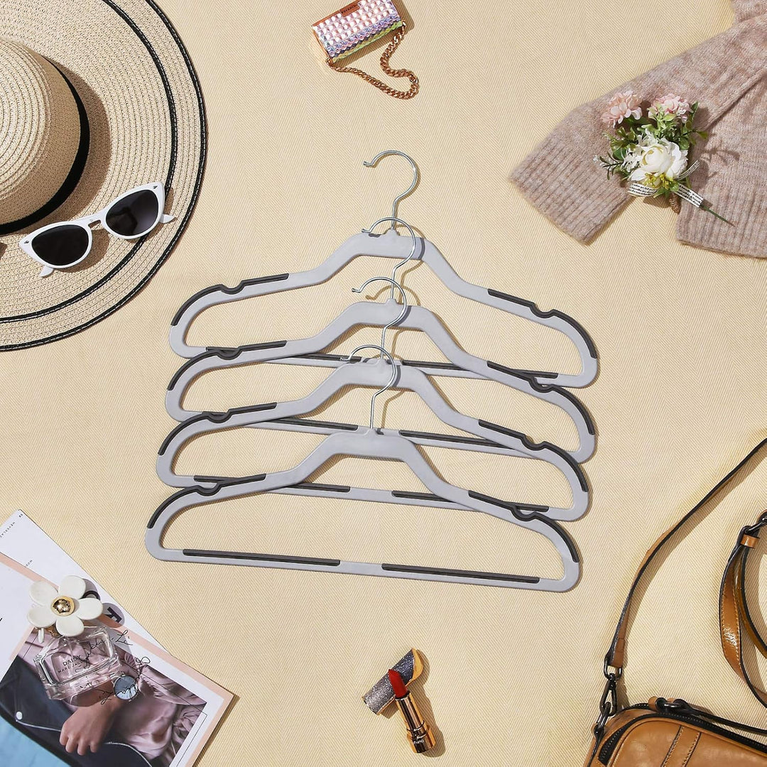 SONGMICS Kleiderbügel, 20 Stück Anzugbügel, flache Bügel mit 360° Drehhaken, doppelter Anti-Rutsch-S