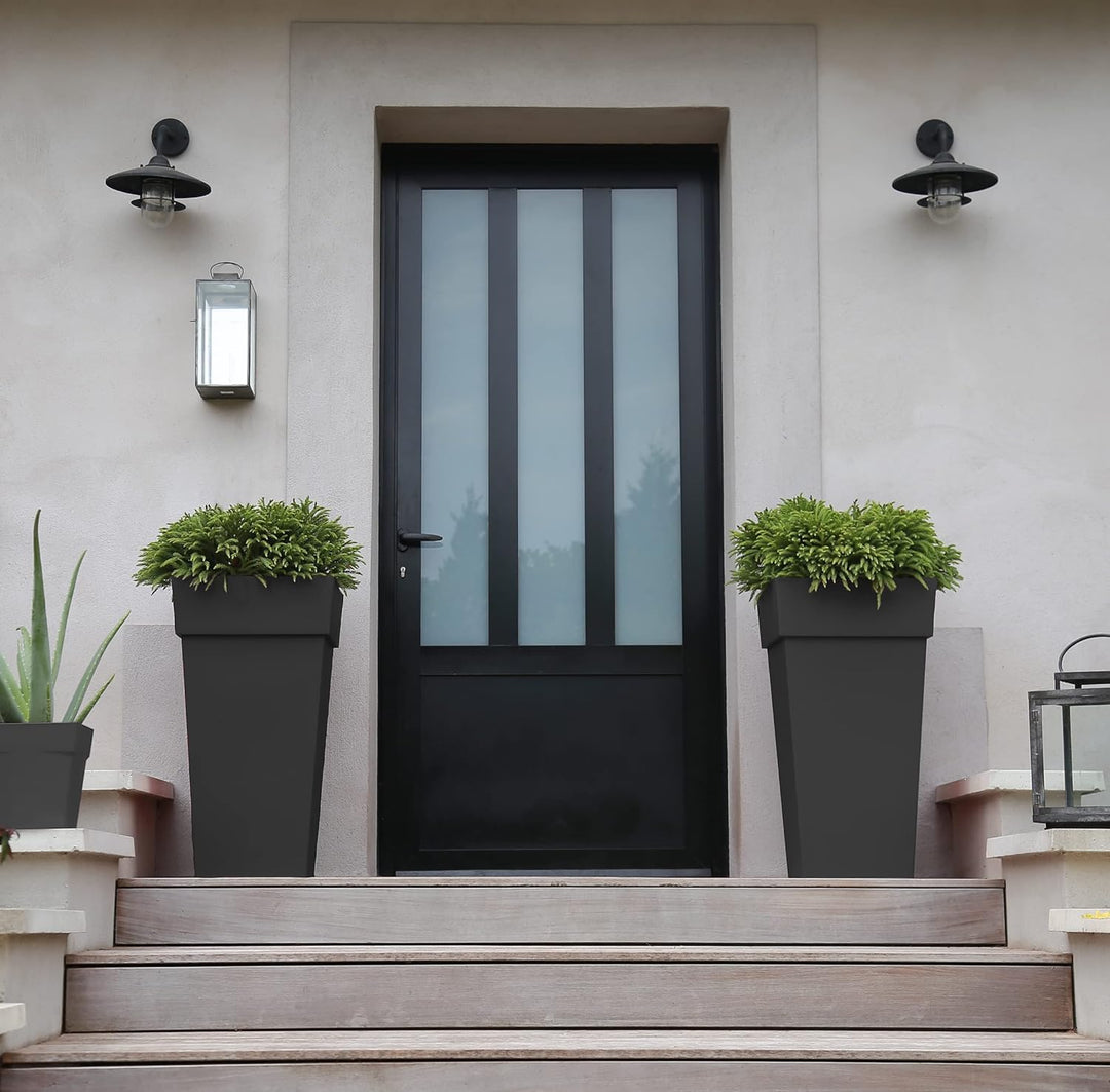 EDA Plastiques 13635 G.ANT SX3 Toscane Blumentopf aus Polypropylen, 39 x 39 x 65 cm, Grau Anthrazitg