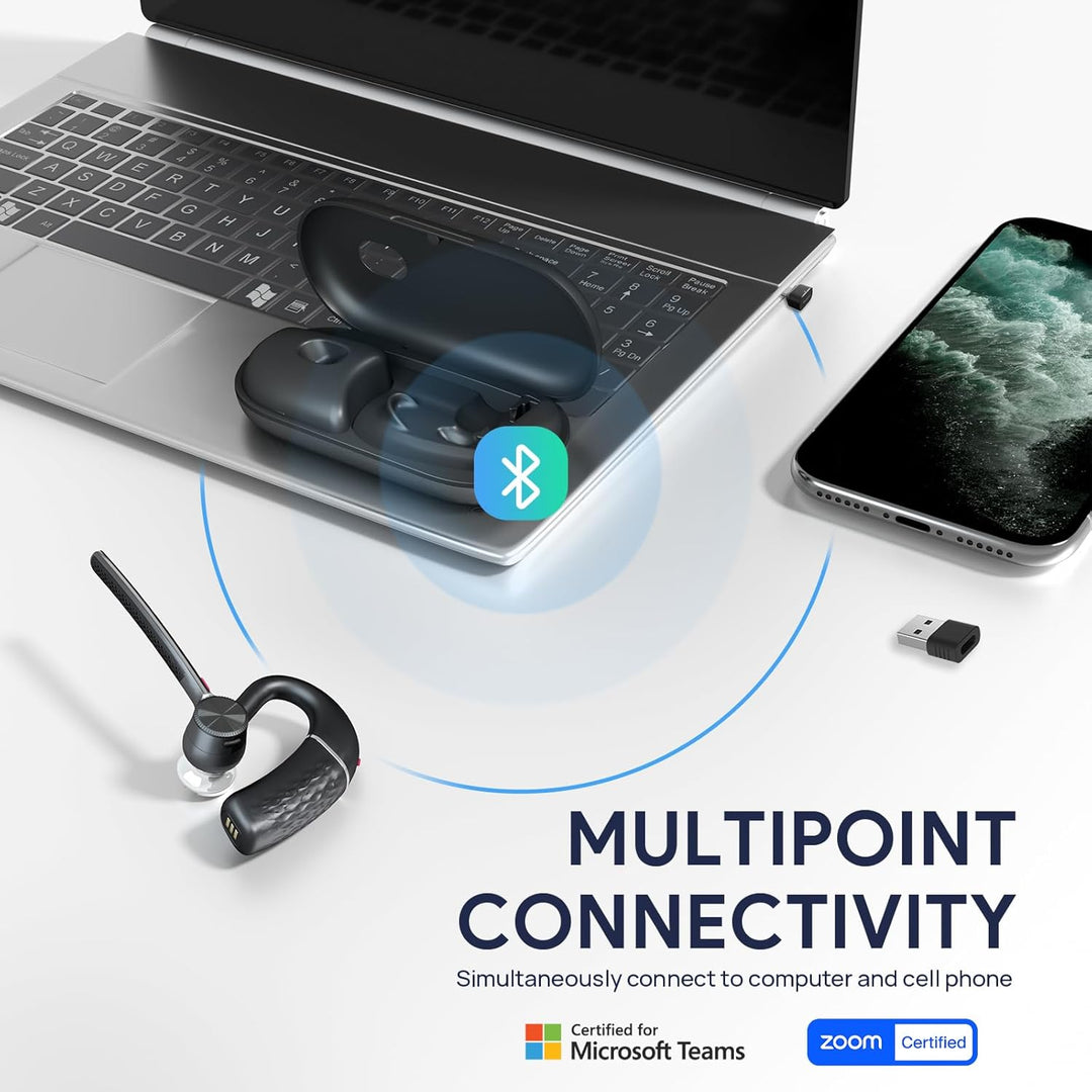 Yealink BH71 Pro Bluetooth Headset with USB Dongle, Teams Certified, 4 Noise Cancelling Microphone,