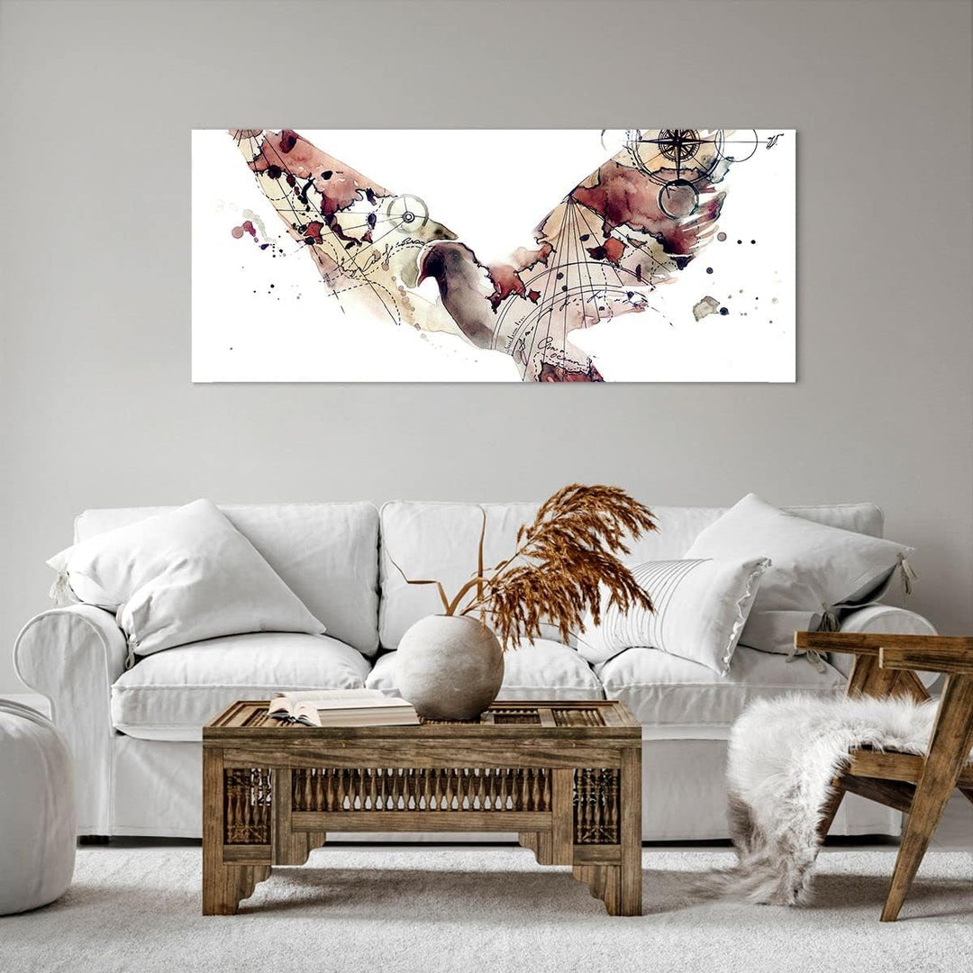 Wandbilder Dekoration Wohnzimmer Vogel Abstraktion Panorama Bilder auf Leinwand 120x50cm Leinwandbil