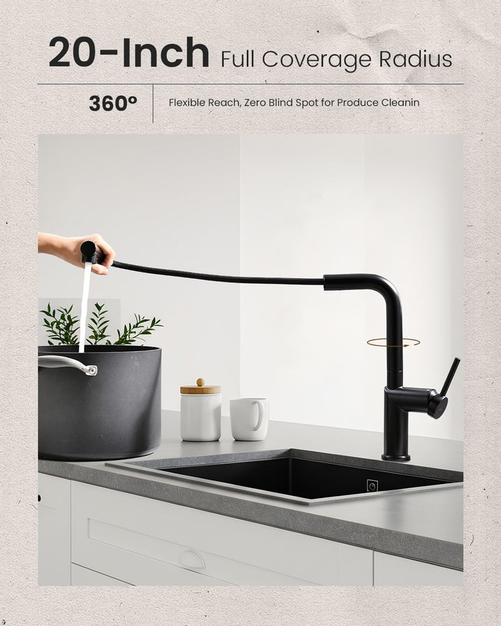 APPASO Wasserhahn Küche mit Brause, Küchenarmatur Ausziehbar Hochdruck, 360° Drehbar Mischbatterie m