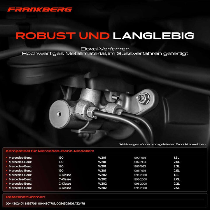 Frankberg Hauptbremszylinder Bremszylinder Kompatibel mit 190 W201 1.8L-2.5L 1982-1993 C-Klasse W202