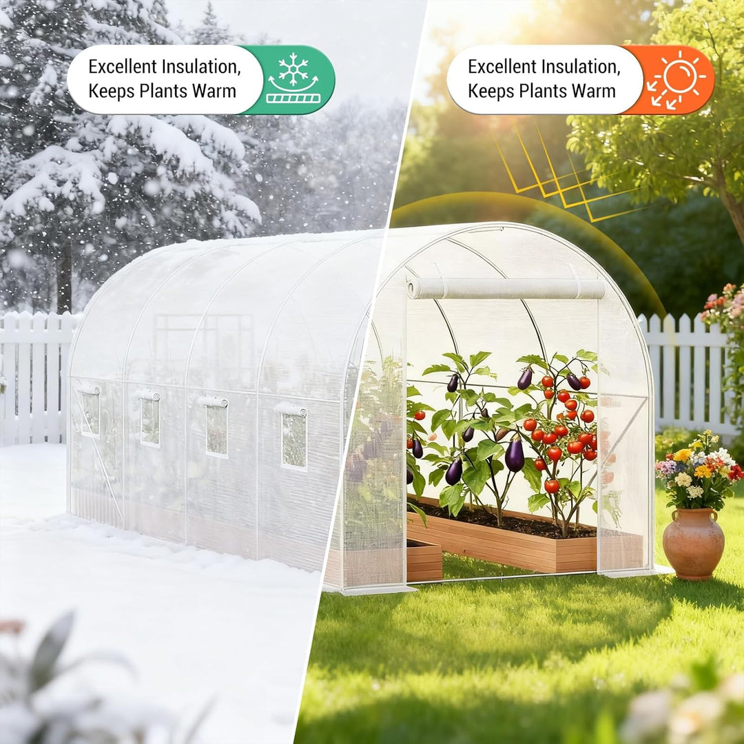 GarveeLife Tunnel Gewächshaus Garten Verzinkter Stahl | Geräumiges Gewächshaus mit UV-beständiger PE