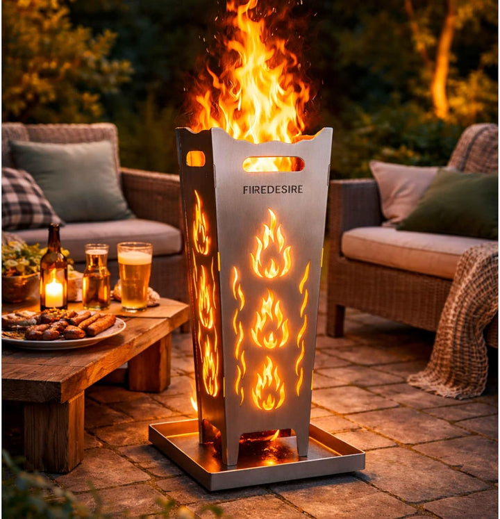 FireDesire Feuerkorb 80cm + Grillplatte + Ascheschale, Feuertonne, Feuerschale, Grilltonne, Ofen, Te