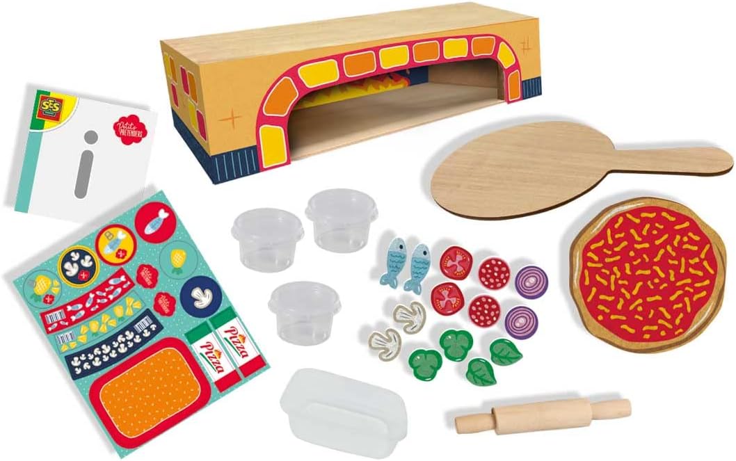 SES Creative 18016 Pizzaofen Spielset aus Holz für Kinder - Kreatives Rollenspiel und Kochsimulation