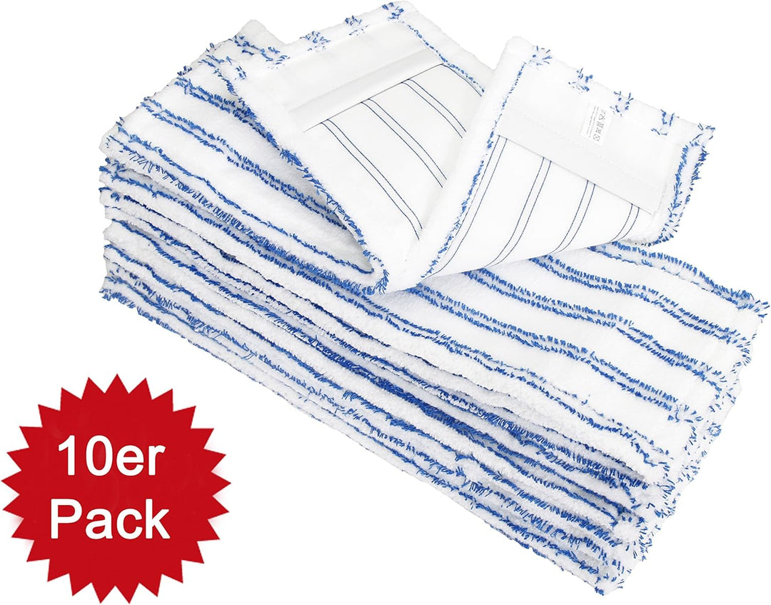 10x Profi Microfaser Wischbezüge mit Abrasiv-Streifen – Profi Ersatz-Bezüge für 40 cm Mopphalter – W