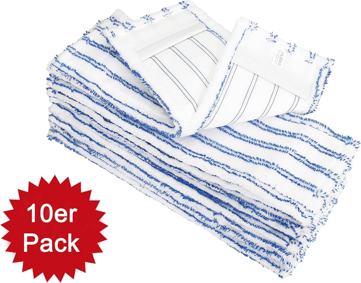 10x Profi Microfaser Wischbezüge mit Abrasiv-Streifen – Profi Ersatz-Bezüge für 40 cm Mopphalter – W