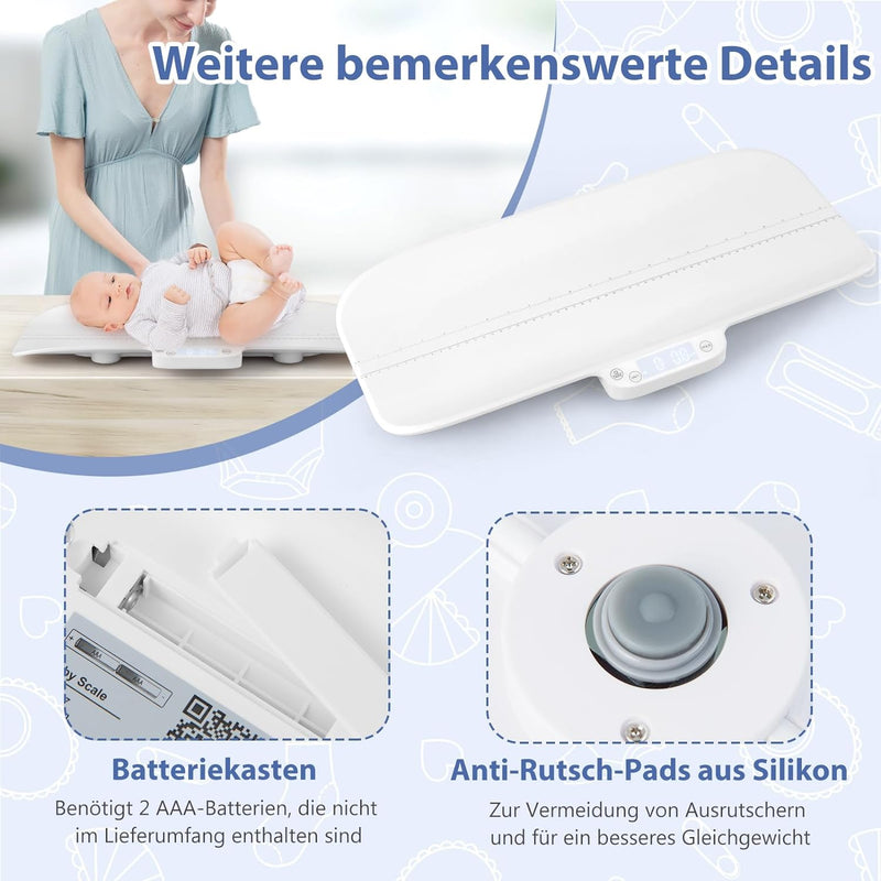 COSTWAY Babywaage Digtal, multifunktionale Bluetooth Kinderwaage bis 30kg Tragkraft, Säuglingswaage