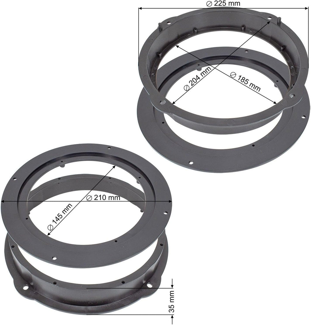 tomzz Audio 2803-021-2 Lautsprecherringe Adapter Halterungen kompatibel mit Audi A1 A3 A4 A5 A6 A7 A