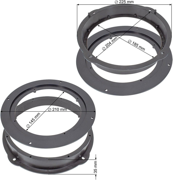 tomzz Audio 2803-021-2 Lautsprecherringe Adapter Halterungen kompatibel mit Audi A1 A3 A4 A5 A6 A7 A