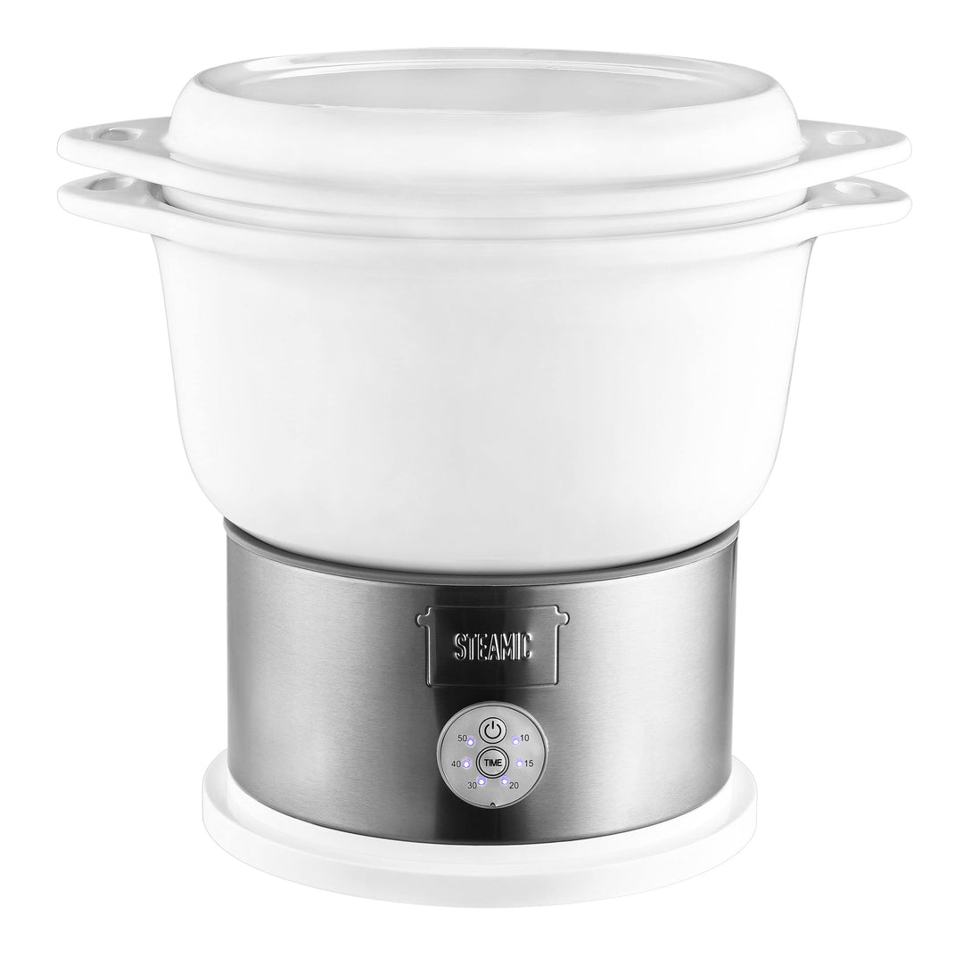 Team Kalorik elektrischer 4,5 l Keramik-Dampfgarer, 700 W, BPA-frei, Weiss/Silber, TKG DG