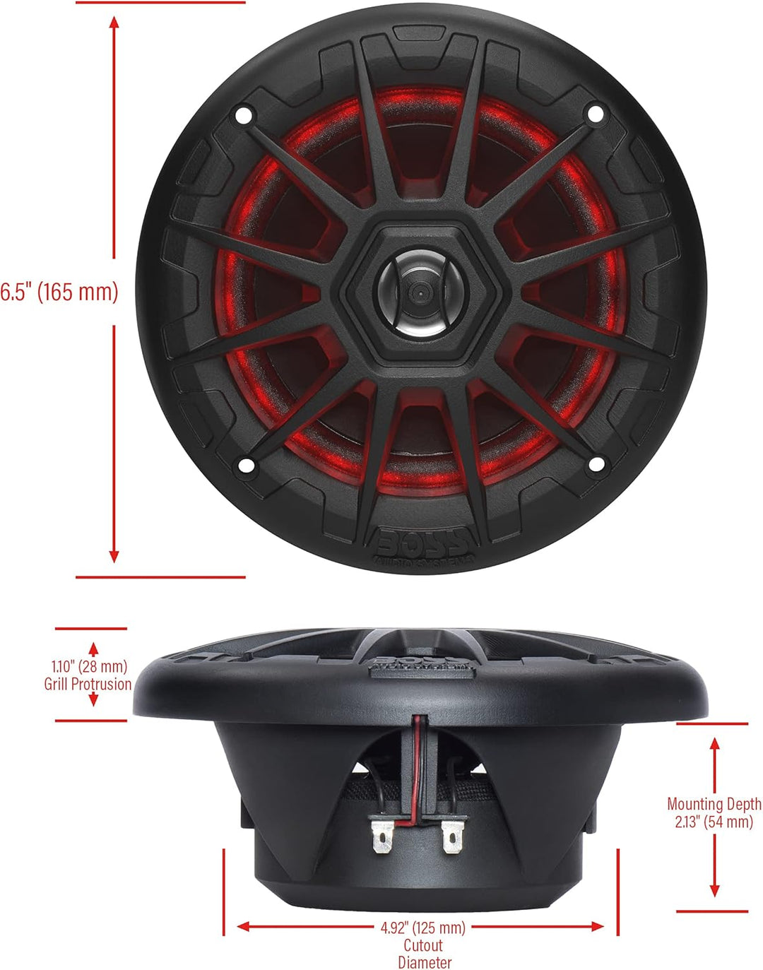BOSS Audio Systems MRGB55B Bootslautsprecher, 13,3 cm (5,25 Zoll), wetterfest, 150 Watt pro Paar, je