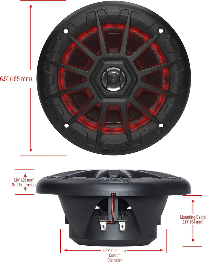 BOSS Audio Systems MRGB55B Bootslautsprecher, 13,3 cm (5,25 Zoll), wetterfest, 150 Watt pro Paar, je